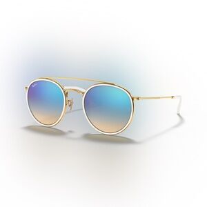 Ray-Ban Gold Frame Sunglasses with Blue to Peach Gradient Lenses